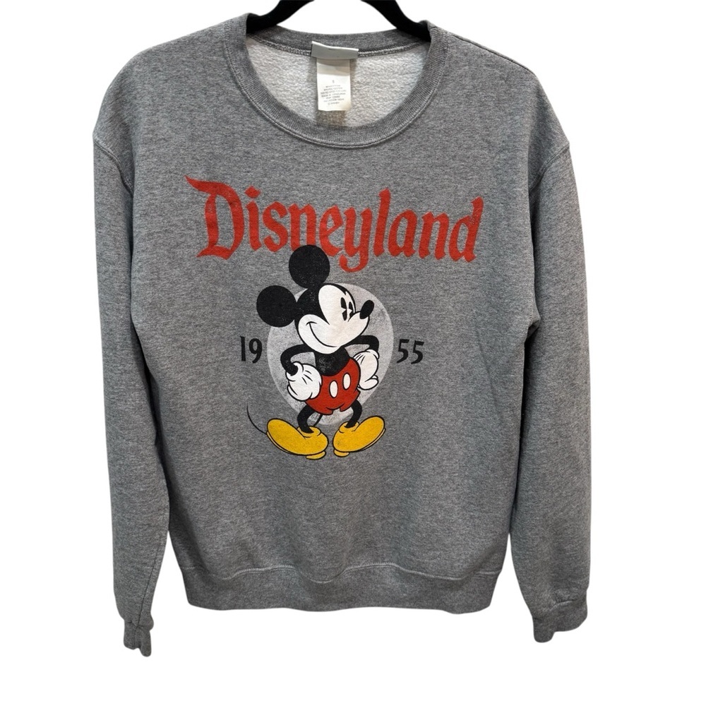 Disney's Disneyland 1955 Mickey Mouse Pullover Gray Sweatshirt Size S Disneyland